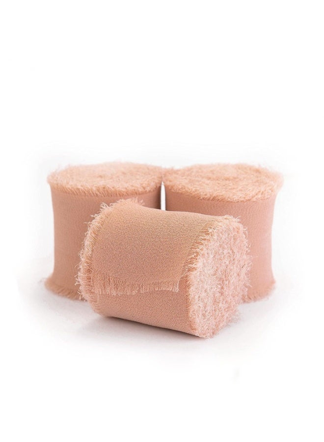 Pink Satin Ribbon, Handmade Fringe Chiffon Ribbon